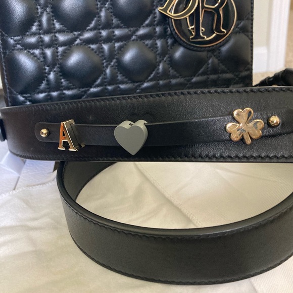 Small Lady Dior My ABCDIOR Bag in Noir with Tonal Enamel D. I. O. R. Charms - Picture 10 of 16